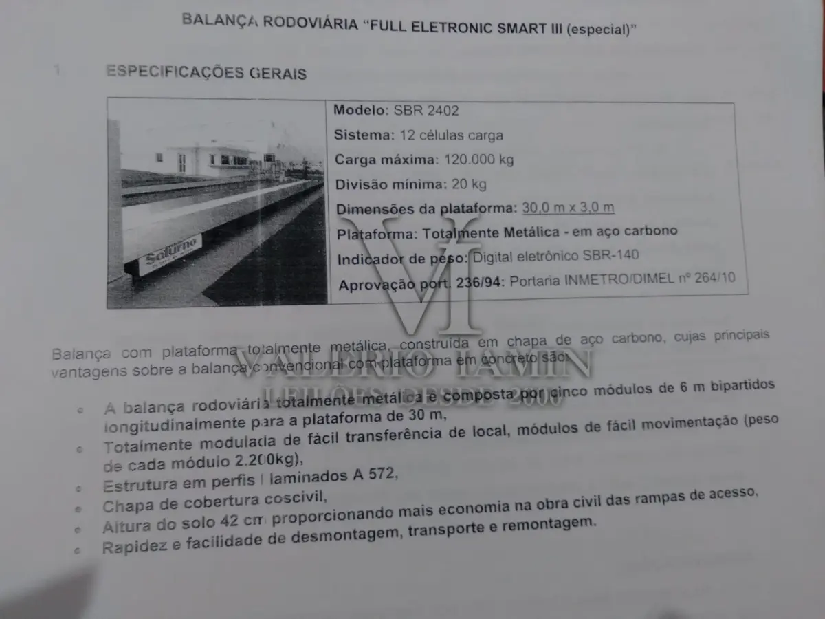 LOTE 048 - 01(uma) Balança Rodoviária ‘’Full’’ 